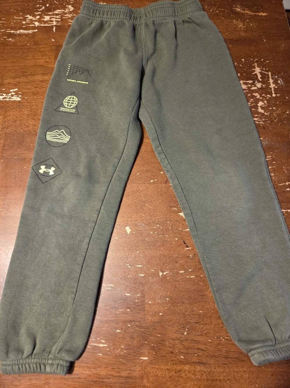 Under Armour Olive Green Boys' Sweatpants with Neon Graphic Accents